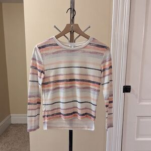 Splendid cream and pastel water color striped long sleeve top size 12